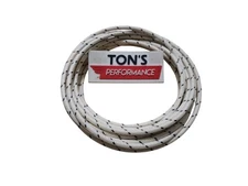 10 feet Vintage Braided Cloth Covered Primary Wire 16 GA gauge White w/ 1 Black