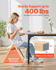 Wooden Folding Chairs with Cushion, Set of 2, Beige