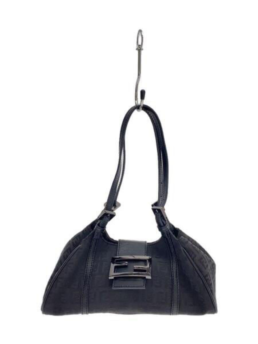 RARE FENDI Mamma Bucket Bag Black Zucca FF Logo Leather Handbag