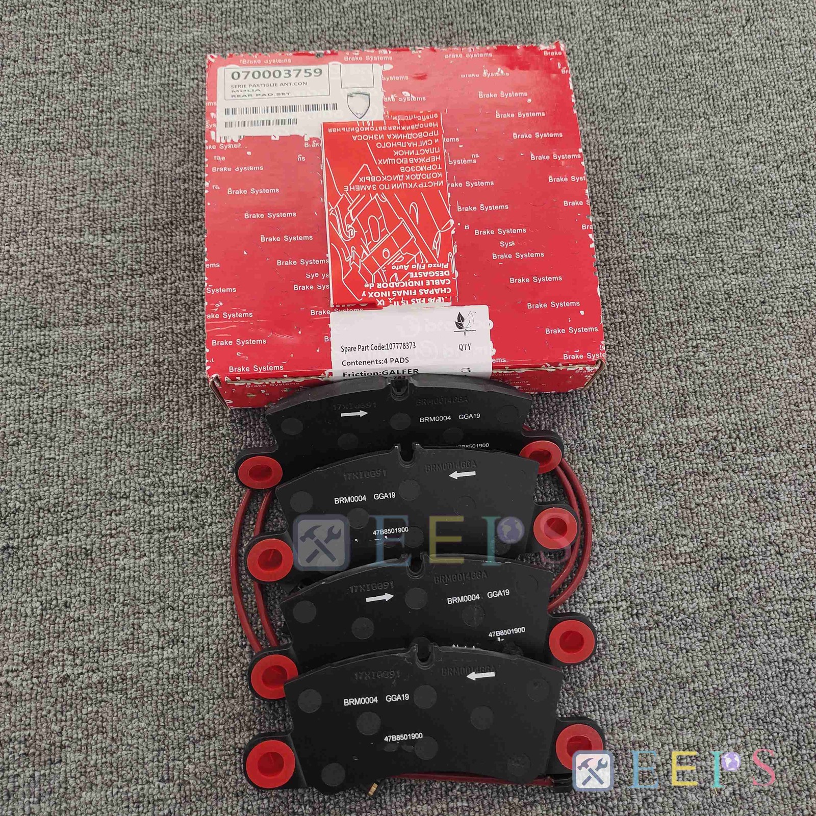 Rear Brake Pad Kit With Brake Sensor For 70003759 Ferrari 488, F8, F12 , 812