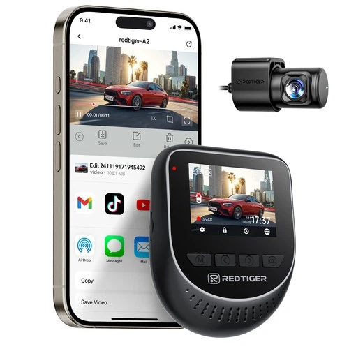 REDTIGER A2 Dash Cam 2.5K Front & Rear Dash Camera,G-Sensor,WIFI,Loop Recording