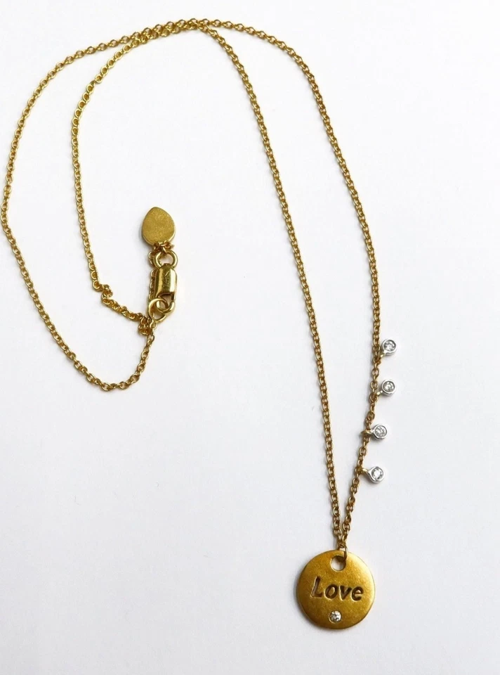 Meira T 14K Yellow Gold Love Necklace With Diamond Accent And 4 White Sapphires - Image 4 of 4