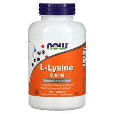 Now Foods L-Lysine 500 mg 250 Tablets GMP Quality Assured, Vegan, Vegetarian