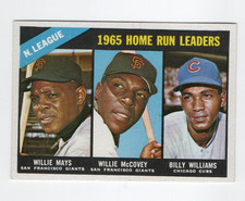 MAYS MCCOVEY WILLIAMS HOME RUN LEADERS #217 1966 TOPPS VINTAGE EX/NM CREASE FREE