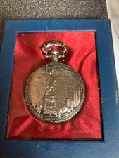Full Hunter Statue of Liberty Design  Quartz  Pocket Watch working