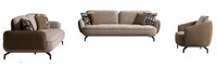 Exklusive Beige Wohnzimmergarnitur Stilvolle 3-Sitzer Polstersessel