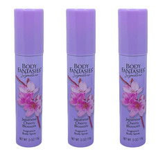 Body Fantasies Japanese Cherry Blossom Fragrance Body Spray 3 Pack 0.5 oz x 3