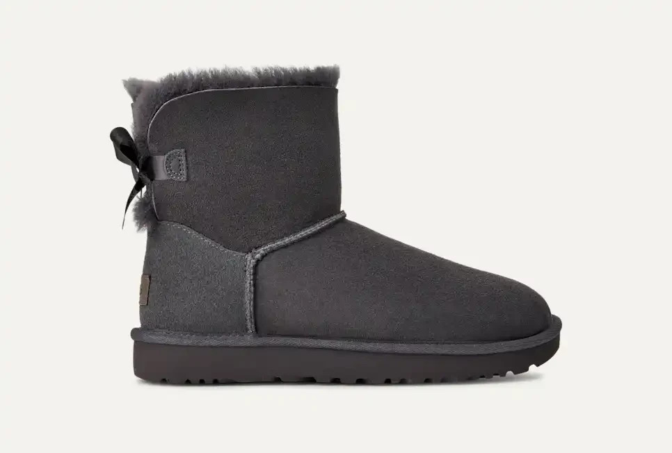 100percent Authentic UGG Mini Bailey Bow II  Boots - New In Box - Grey- Woman Sizes