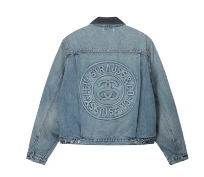 Stussy x Levi's Embossed Trucker Jean Jacket 'Indigo' - Size Small