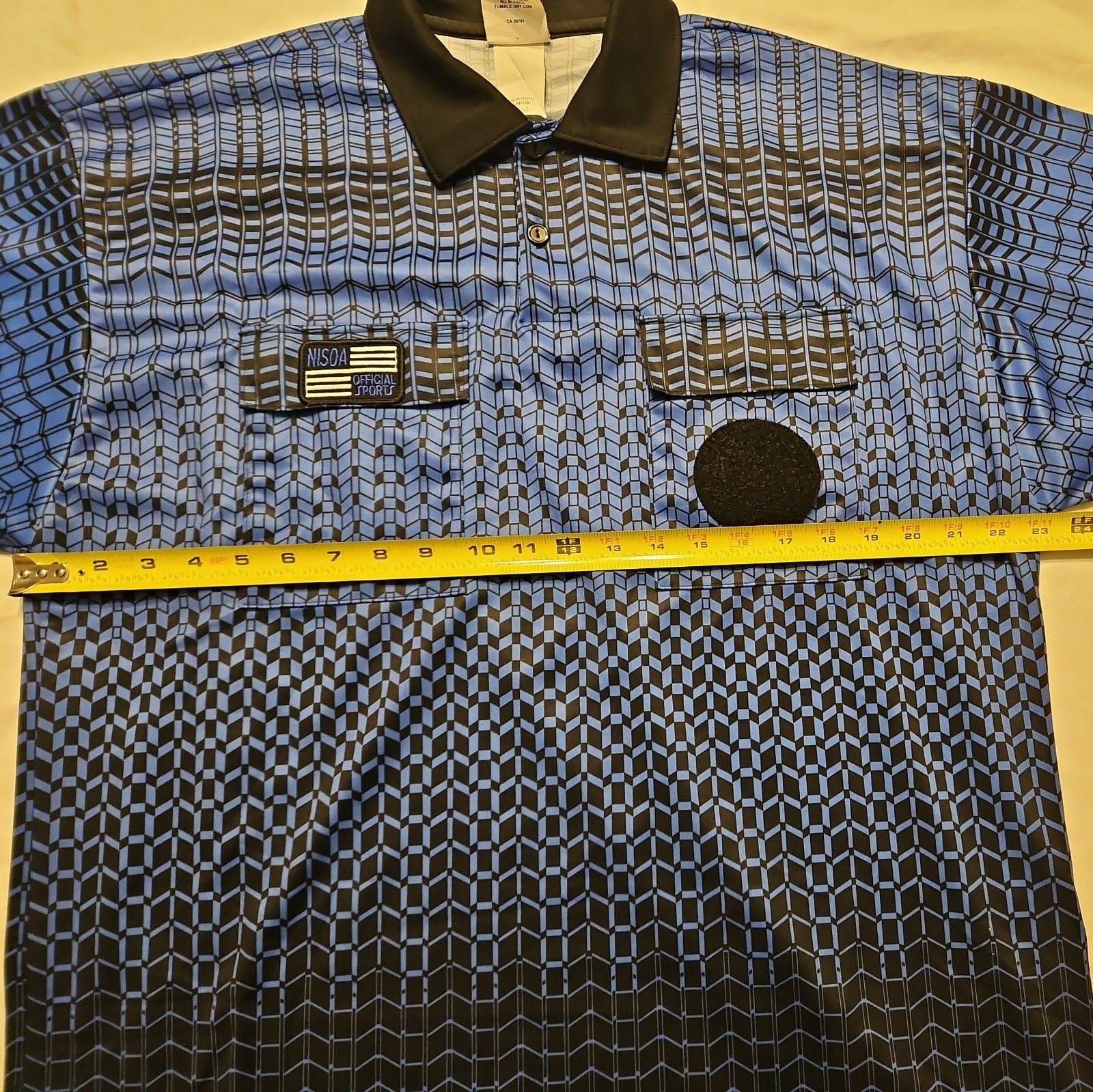 NISOA Referee Coolwick Shortsleeve Blue Grid Shirt Large