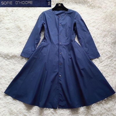 SOFIE D'HOORE Oversized Cotton Shirt Dress, Navy, Size M, Good Condition