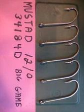 5 Mustad 34081D Size 12/0 Large Ring Big Game Trailer Hooks & Fits Do-It Molds