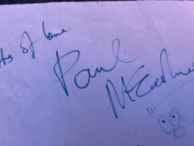 PAUL MCCARTNEY Original Autograph, Signed Doodle by the BEATLES