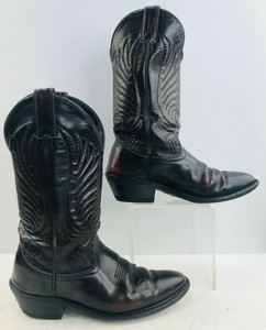 Cereza Negra para Hombre Botas De Cuero Punta Redonda occidental Talla: 8D  | eBay
