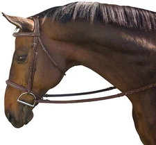 M. Toulouse Platinum Liza/Camden Snaffle Hunter Bridle - Chocolate (Var. Sizes)