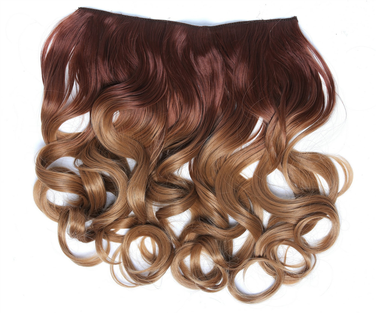 Clip-In Extension Hair Extension Wide Curly Curls Ombre Red-Brown Blonde