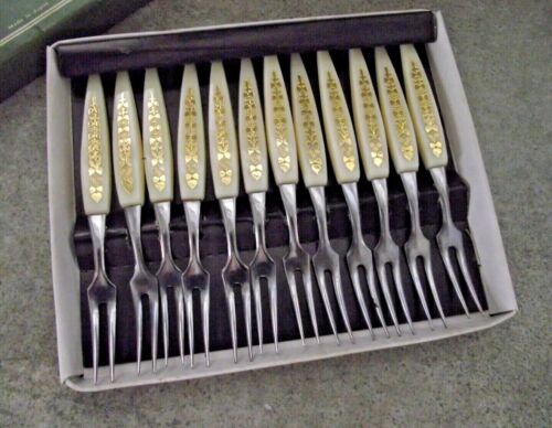 Vtg Mini Charcuterie Board Forks12 Stainless Steel Japan Plastic Handle With Box - 第 1/3 張圖片