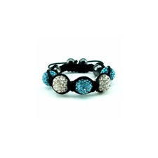DESTOCKAGE LOT DE 8 Shamballa Bleu Lagon et blanc 5 Perles Bébé 85 strass Bio Mi