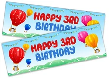 x2 Happy 3rd Birthday Banner Balloon Design Children Kids Party Decoration 5