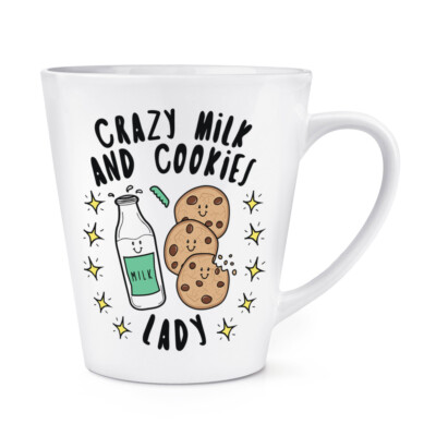 Crazy Milk And Cookies Lady Stars 12 Unzen Latte Becher Tasse lustig Witz Essen Schokolade
