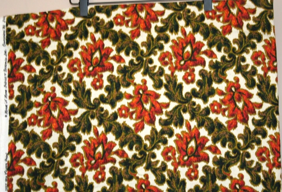 Remanente de pieza de tela vintage de los años 60 y 70 con textura naranja oro 2 yardas casa hogar Foto 3 de 4