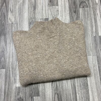 H&M High Neck Pullover Khaki Wool Blend Oversized Knit Sweater Men's Size Small