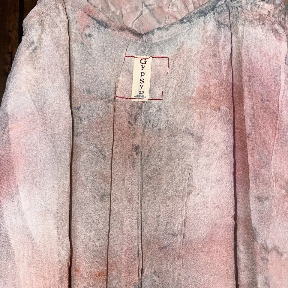 Gypsy 05 100% Silk Maxi Dress Ombré Sleeveless Watercolor Made USA Sz S - Image 3 of 4