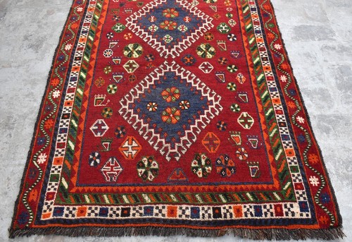 1920s Collectors Antique Caucasian Rug 4x6 Blue Geometric Tribal Persian Carpet - Picture 6 of 11