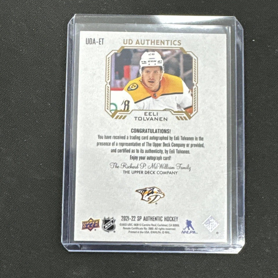 2021-22 SP Authentic #UDA-ET Eeli Tolvanen UD Authentics Auto - Image 2 of 2