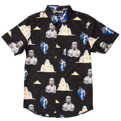 Iron Maiden Powerslave Middle Of Beyond Button Up Short Sleeve Shirt NEW Medium