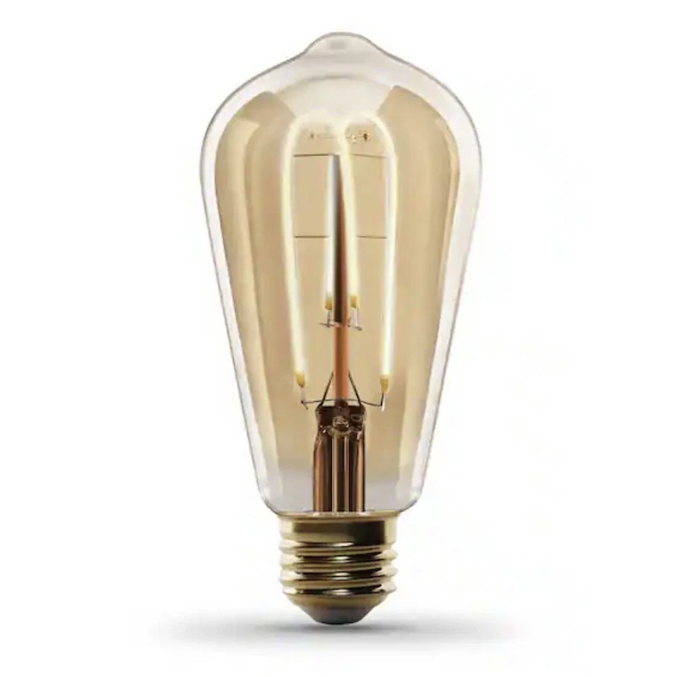 FEIT 40W ST19 Filament Amber Glass Edison Dimmable LED Bulbs• 250 lumen (2 pack) - Image 4 of 4