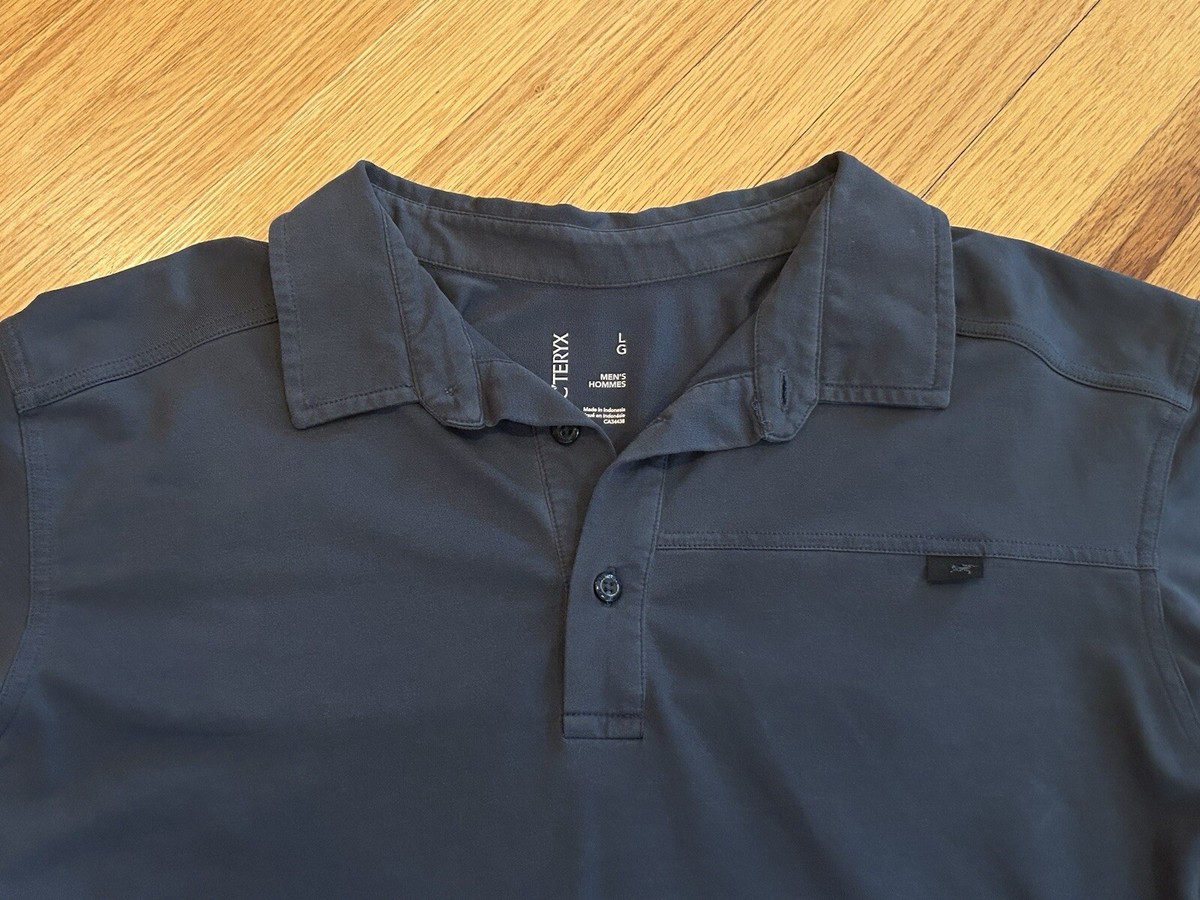 Arc'teryx Shirt Mens Large Captive Polo Hiking Golf Performance Stretch  GRAY