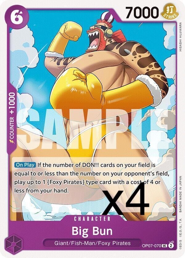4X One Piece Card Game Big Bun OP07-070 Uncommon NM