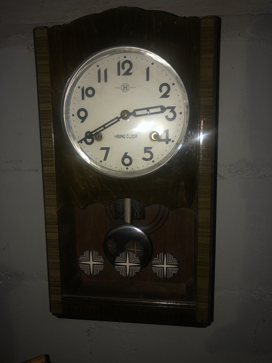 【ジャンク】掛け時計　ゼンマイ式　HIBINO HIBINO vintage wall clock from Nagoya JAPAN about 20 inches tall