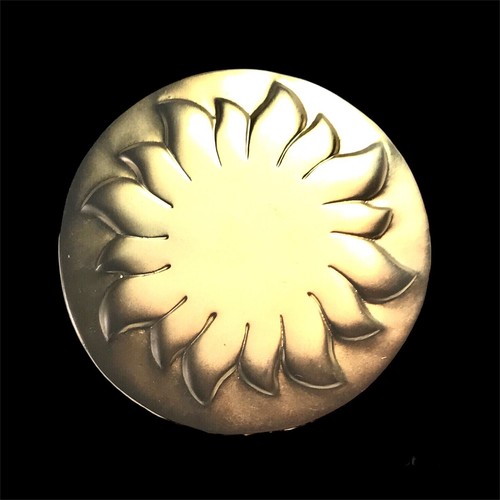 Superbe Broche Soleil Monet - Métal Doré, Cristal Noir, Cabochon - Occasion