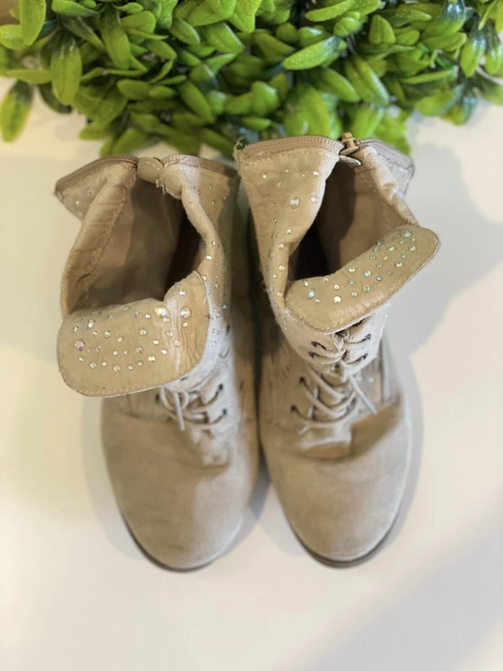 Botas de gamuza Justice Girls talla 5 estilo equitación botas beige con cremallera Foto 4 de 4