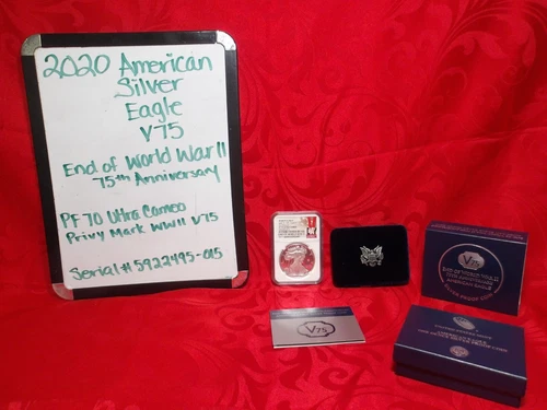 2020 W AMERICAN EAGLE SILVER Dollar 1 OZ West Point W/OGP & COA, PF 70