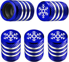 5-Pack Tire Valve Stem Caps - Blue - Car Truck Motorcycle Bike - Snowflake