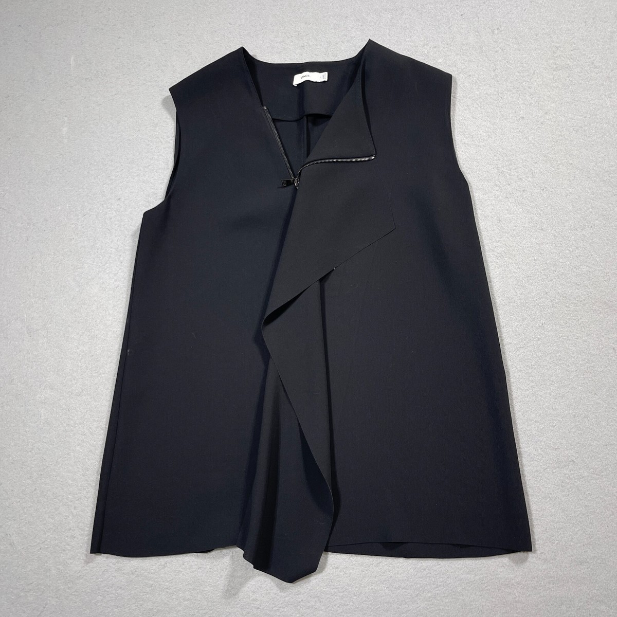 Vince Asymmetrical Zip Vest Women Small Draped Sleeveless Black