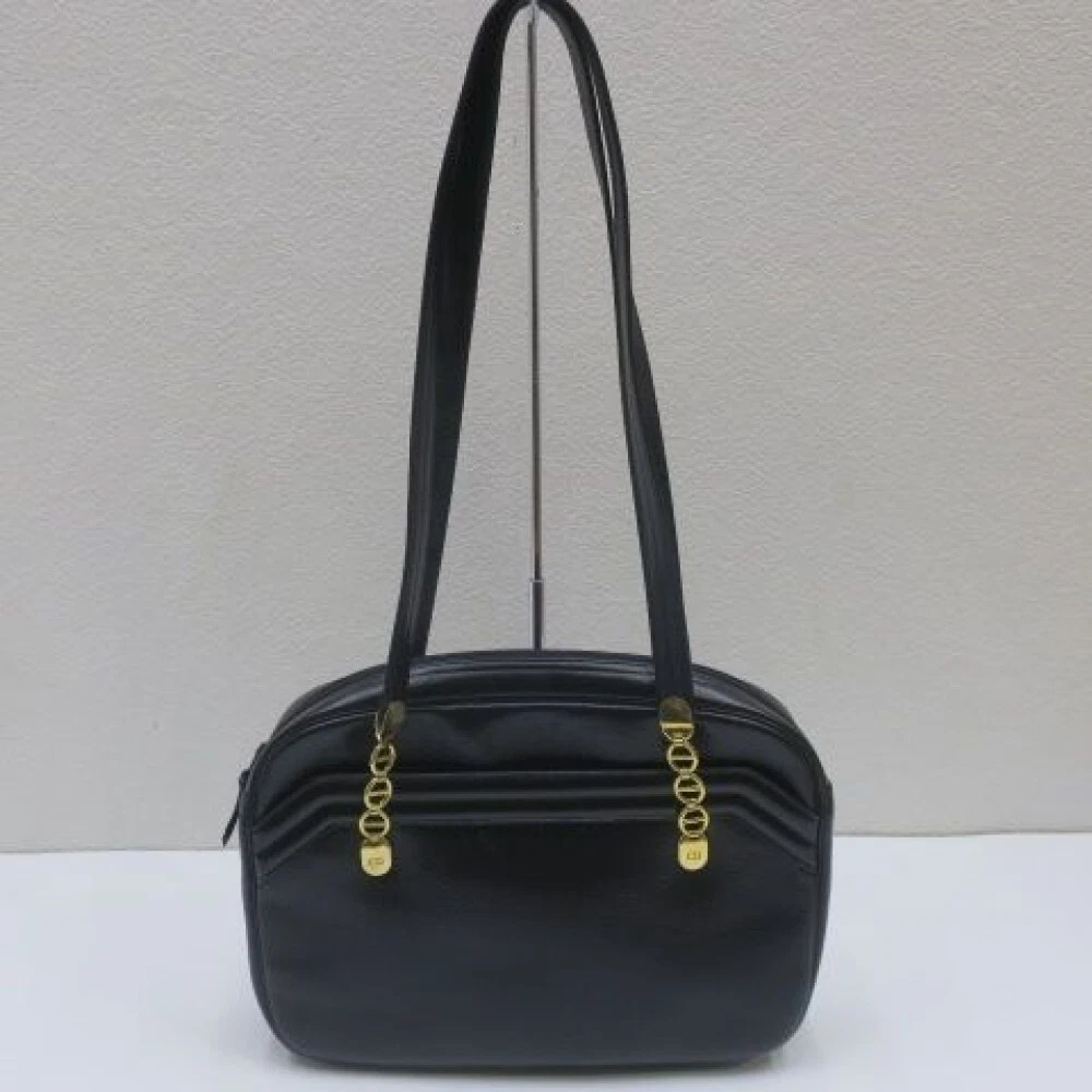 Christian Dior Sac Bandoulière Bandoulière CD Chaîne Cuir Noir Authentique