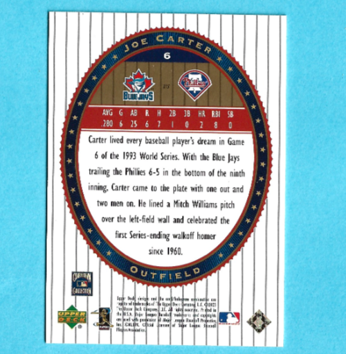 2002 Upper Deck World Series Heroes Joe Carter Toronto Blue Jays