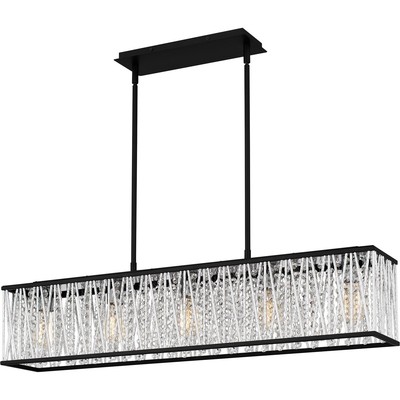 Matte Black Five Light Linear Chandelier from the Celeste Collection