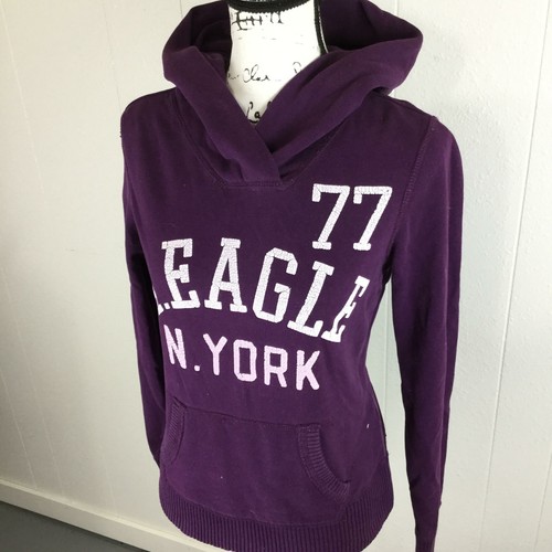 AMERICAN EAGLE Graphic Logo Pullover Purple Sweatshirt Hoodie Women's Size Small - 第 1/11 張圖片