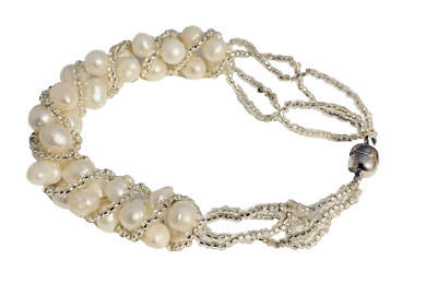 hübsches Kunstperlen gedrehtes Armband mit Magnetverschluss 18,5 cm