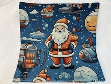 SANTA CLAUS Vintage Fun Christmas Throw Pillow Cover Winter Holiday Home Decor