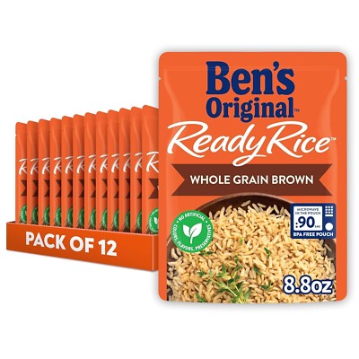 BEN'S ORIGINAL Ready Rice Whole Grain Brown Rice, 8.8 OZ Pouch(Pack of 12)