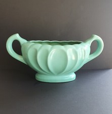 Vintage Dee Cee Pottery Very Large Mantle Vase 40cm Turquoise Green Centrepiece
