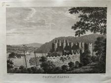 1776 Antique Print; Conwy Castle, Gwynedd, Wales after Moses Griffith
