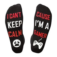 Funny Gaming Socks Stocking Stuffers for Teens Boys Kids Adults Large Red-white