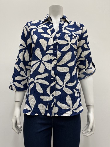 Alex & Parker printed 3/4 roll tab sleeve collared button down B